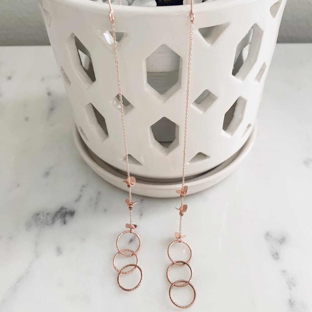 Long Simple Dangle Drop Statement Earrings